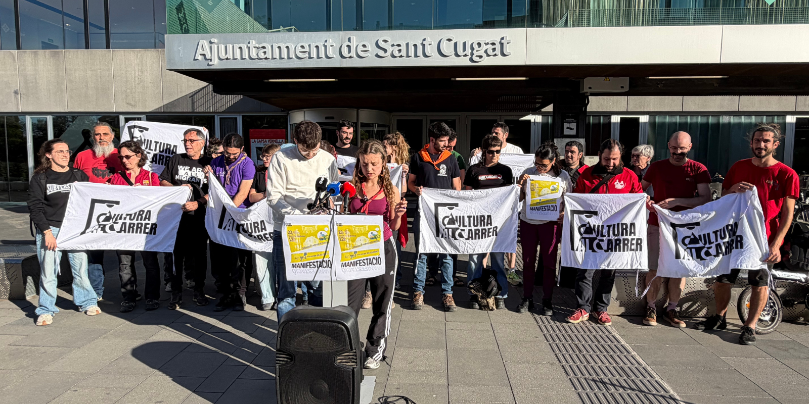 Roda de premsa de la plataforma Cultura al Carrer. FOTO: TOT Sant Cugat