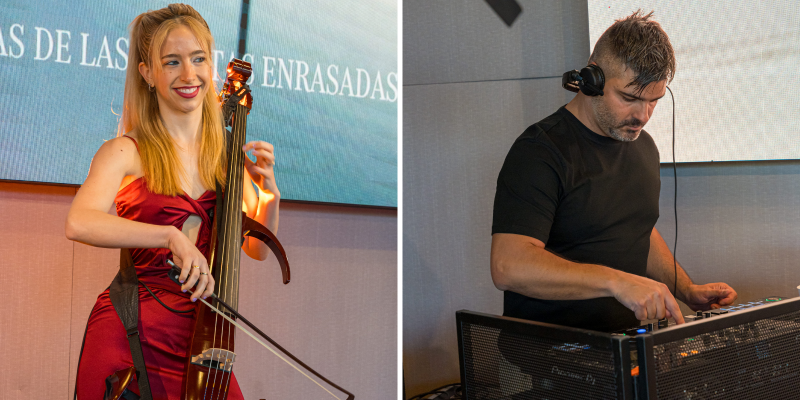 La violinista Núria Conangla i el DJ Adrià Ortega. FOTO: Eloi Sin (TOT Sant Cugat)