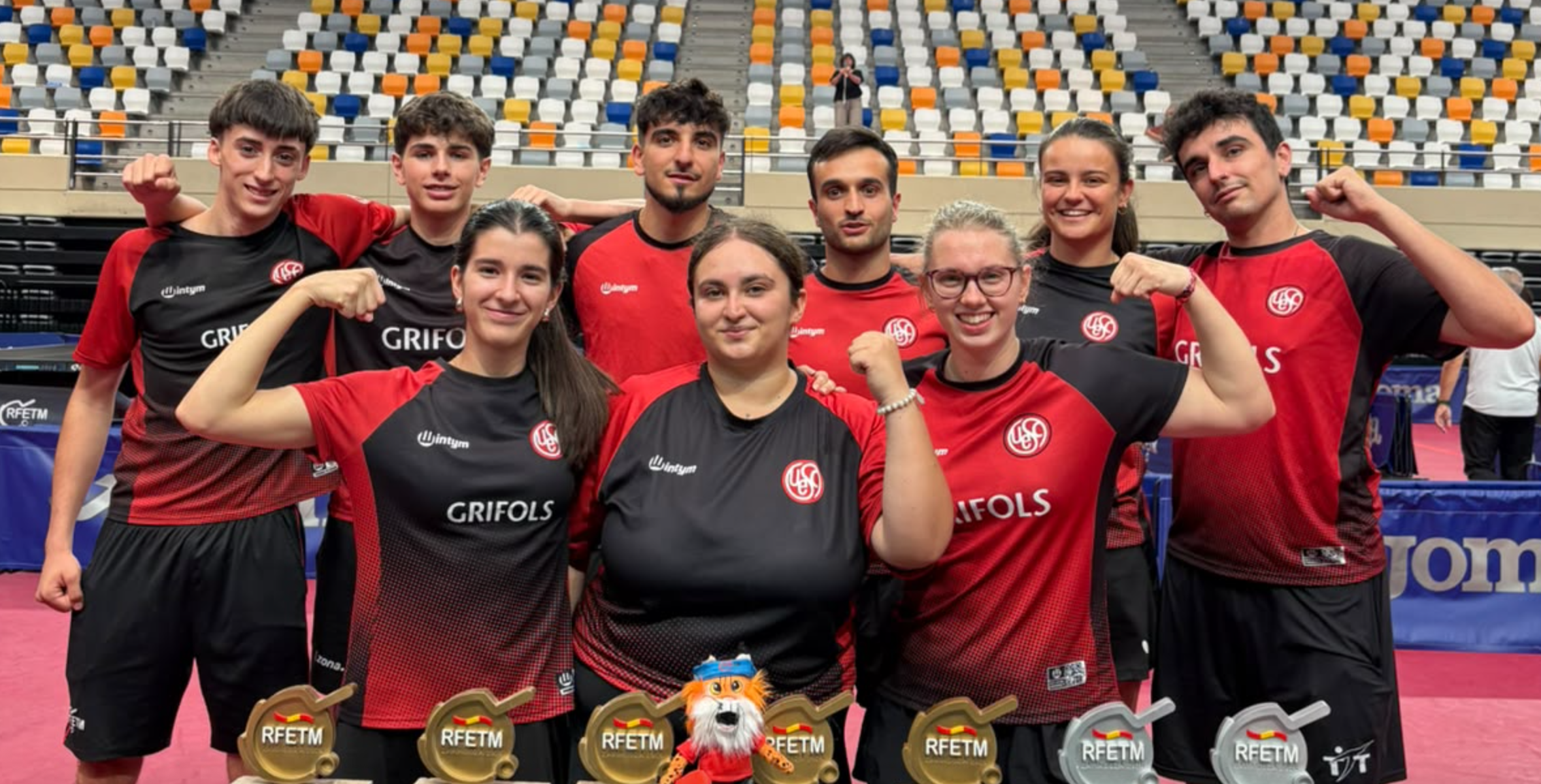 Els palistes de la Unió Esportiva Sant Cugat que van aconseguir medalla en el Campionat d'Espanya de tenis taula. FOTO: Cedida