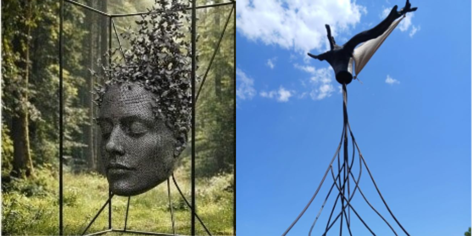 Dues de les obres seleccionades per a la Biennal d'Escultura Valldoreix dels Somnis. FOTO: Cedida