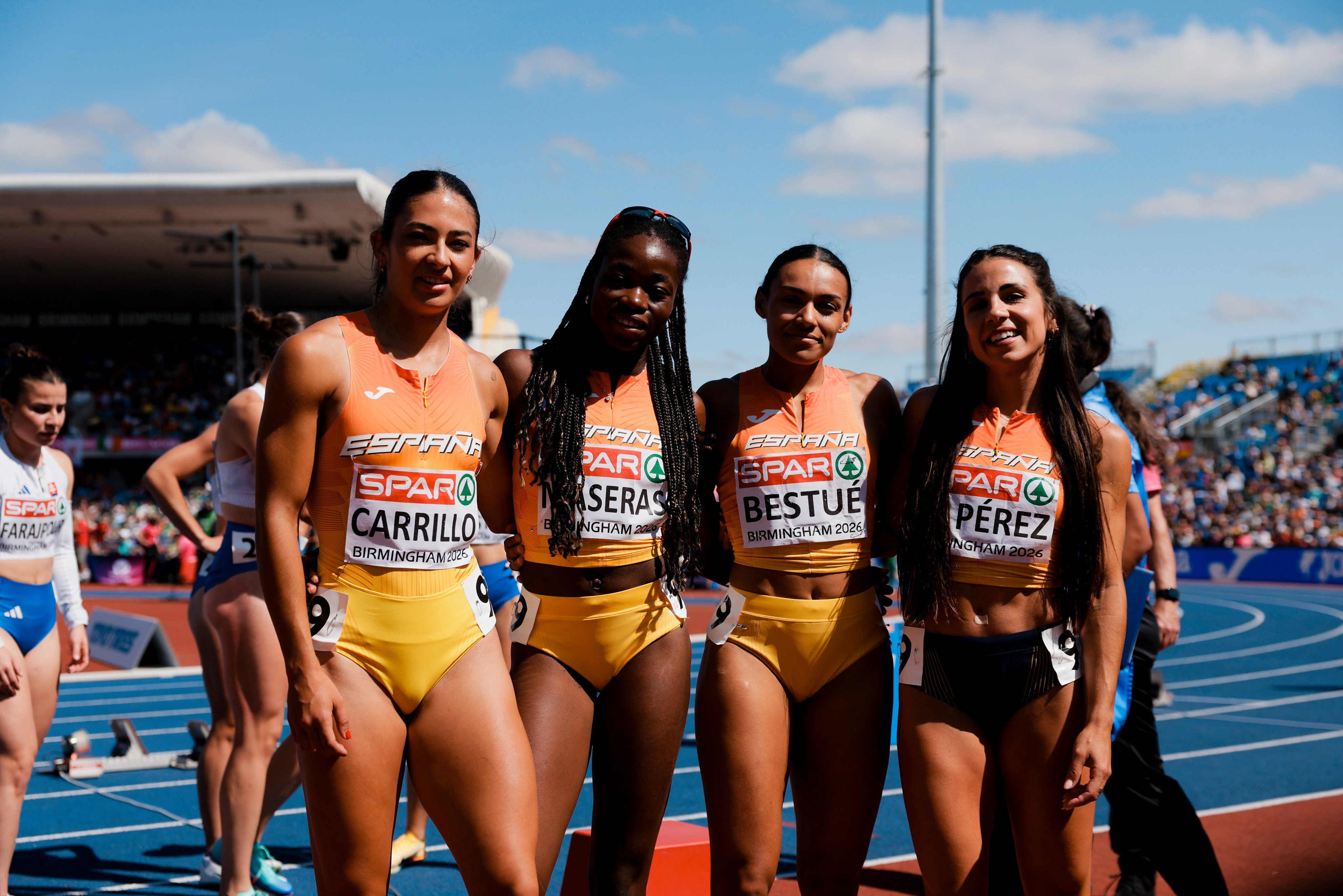 L'equip espanyol de relleus, amb Jaël Bestué (segona per la dreta) FOTO: Federació Espanyola d'Atletisme