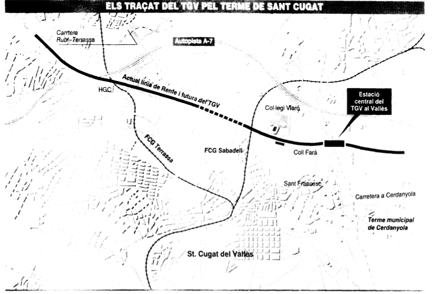 Un dels primers mapes on se situava una estació del TGV a Sant Cugat