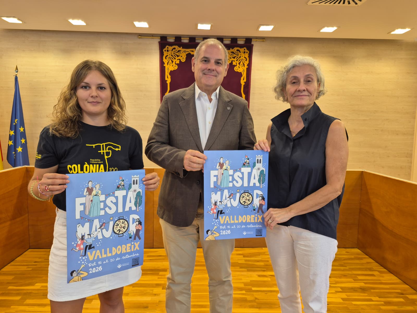 Presentació de la Festa Major de Valldoreix amb Noèlia Bocanegra (Colònia Montserrat), Juanjo Cortés (president de l'EMD) i Susana Casta (vocal de Cultura) FOTO: TOT Sant Cugat
