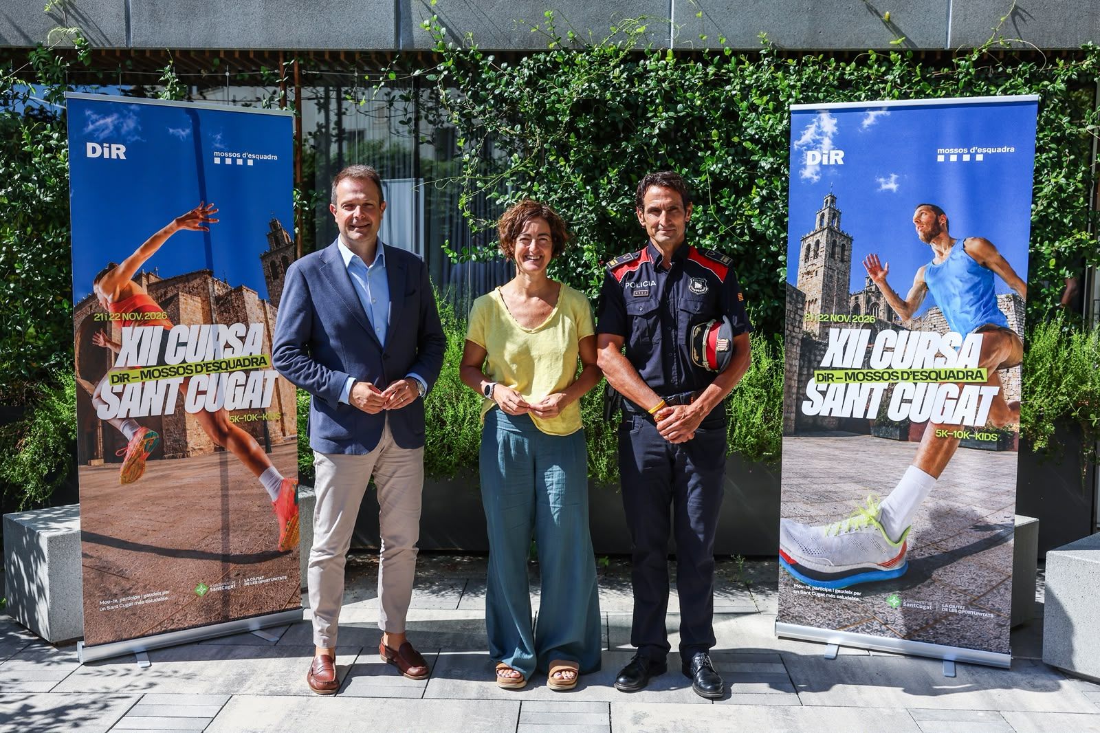 Presentació de la Cursa DiR Mossos d'Esquadra amb Gerard Figueras, Núria Escamilla i Daniel Pérez (d'esquerra a dreta). FOTO: Ajuntament