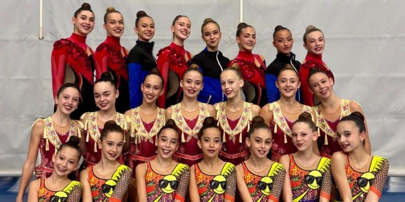 El Club Gimnàstica Rítmica i Estètica Sant Cugat classifica 5 equips per al Campionat d'Espanya de gimnàstica rítmica de conjunts base. FOTO: Cedida